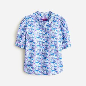J.Crew Puff Sleeve Button Front Spring Liberty Floral Fabric Cotton Blouse, S